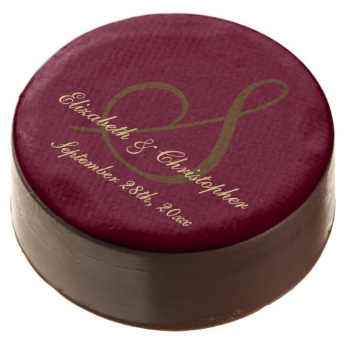 Elegant Wedding Anniversary Monogram Save the Date Chocolate Dipped Oreo