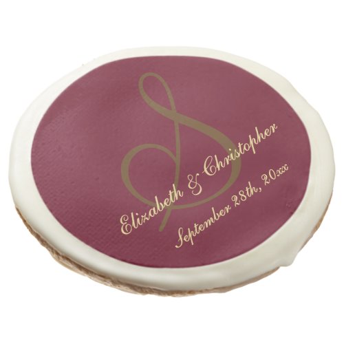 Elegant Wedding Anniversary Monogram Save the Date Sugar Cookie