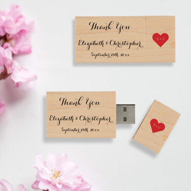 Elegant Wedding Anniversary Party Favor Thank You Wood Flash Drive (Elegant Wedding Anniversary Party Favor Thank You Wood Flash Drive)