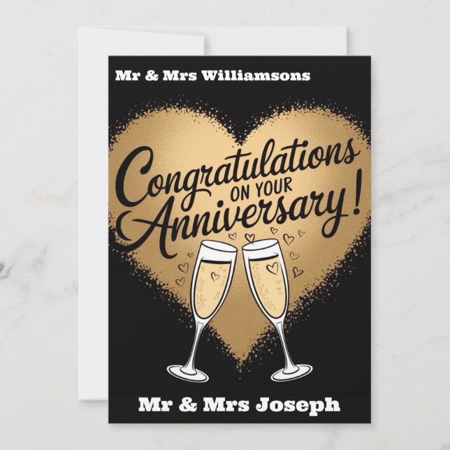 Elegant Wedding Anniversary Party Invitation (Front)