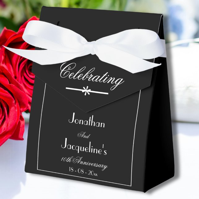  Elegant Wedding Anniversary Simple Chic Black Favor Boxes (For an Elegant Wedding Anniversary - Simple Chic Black and White Favor Boxes.)