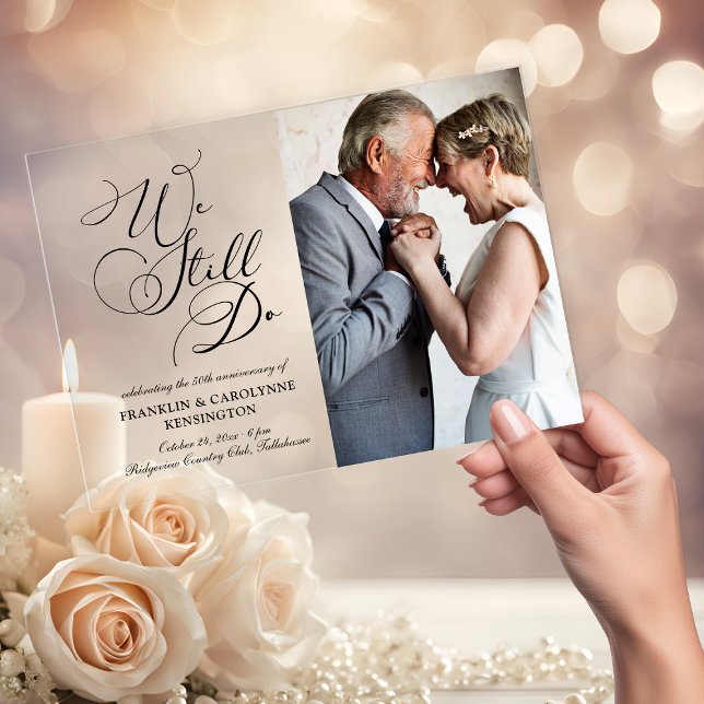 Elegant Wedding Anniversary Vow Renewal Acrylic Invitations (Elegant Wedding Anniversary Vow Renewal Acrylic Invitations)