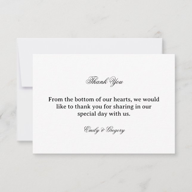 Elegant Wedding Appreciation Thank You Card (Front)