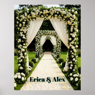 Elegant Wedding Arch Garden Ceremony With Roses 🌹 Poster