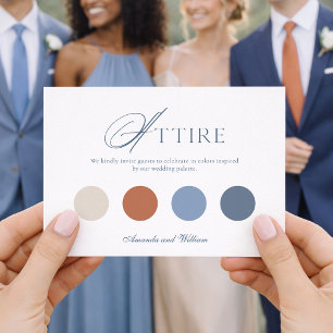 Elegant Wedding Attire Card with Color Palette
