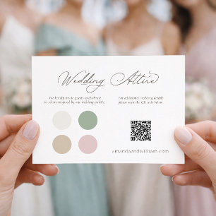 Elegant Wedding Attire Card with Color Palette