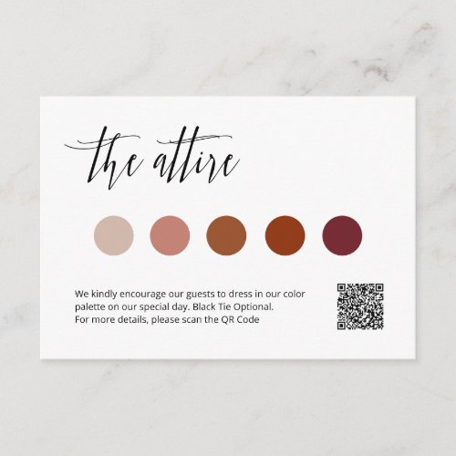 Elegant Wedding Attire Color Palette Info Card