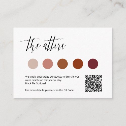 Elegant Wedding Attire Color Pallette QR Code Card