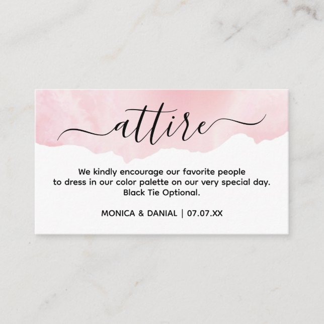 Elegant Wedding Attire Guest Dress Code Card (Front)