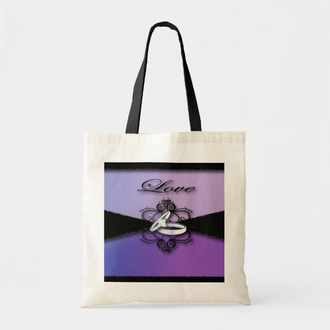 elegant wedding bands purple and black wedding tote bag (Front)