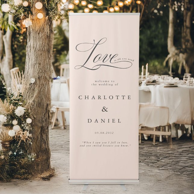  Elegant, Wedding Banner (Love is all you need! Modern, elegant, classic, handwriting font, wedding banner. Personalized)
