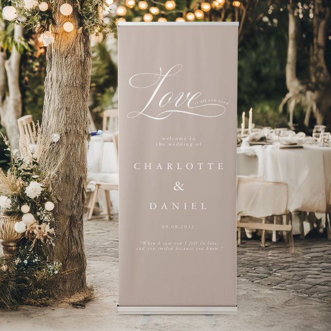  Elegant, Wedding Banner (Love is all you need! Modern, elegant, classic, handwriting font, wedding banner. Personalized)