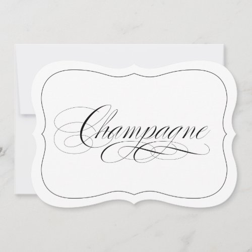 Elegant Wedding Bar Sign Champagne Die Cut Border
