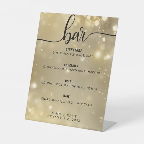 Elegant Wedding Bar Signature Cocktail   Pedestal Sign