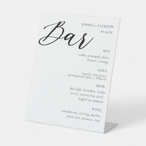 Elegant Wedding Bar Signature Drink Sign
