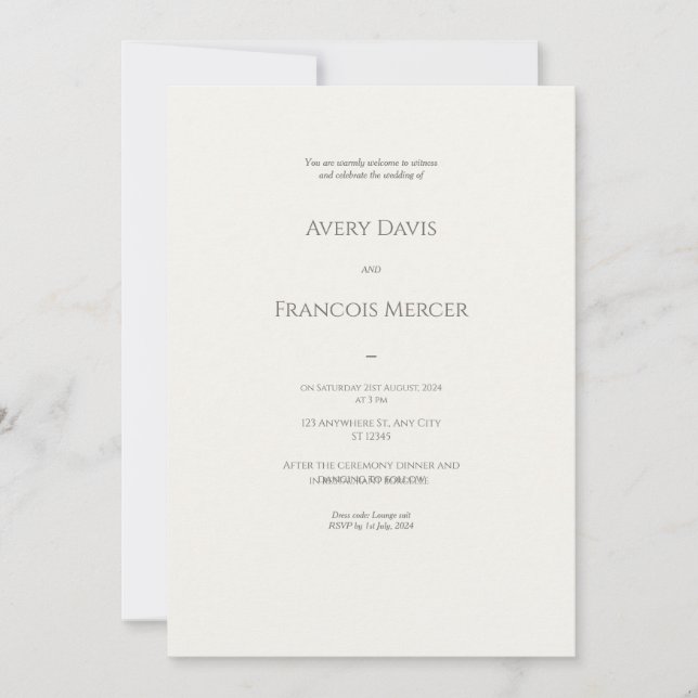 Elegant Wedding Beige Color Invitations  (Front)