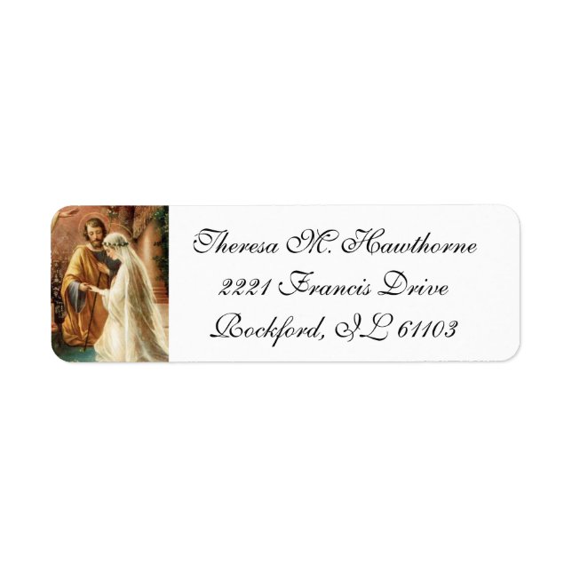 Elegant Wedding Betrothal Virgin Mary Joseph Label (Front)