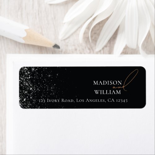 Elegant Wedding Black design with Glitter Label