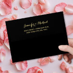 Elegant Wedding Black Gold Name Return Address 5x7 Envelope<br><div class="desc">Create your own custom, personalized, simple, elegant, stylish, beautiful faux gold script / typography, smooth, classic, matte, black and gold, wedding invitations / greeting cards envelopes. Simply enter the couple's names (bride & groom / wife & husband) / your name / family name / company name, and address. Perfect for...</div>