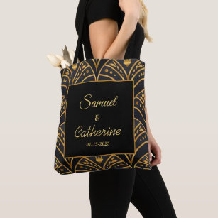 Elegant Black & Gold 50th Wedding Anniversary Tote Bag