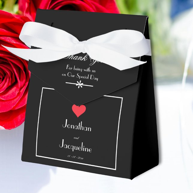 Elegant Wedding Black White & Red Heart Thank You  Favor Boxes (For an Elegant Wedding - Black and White & Red Heart Thank You Favor Boxes.)
