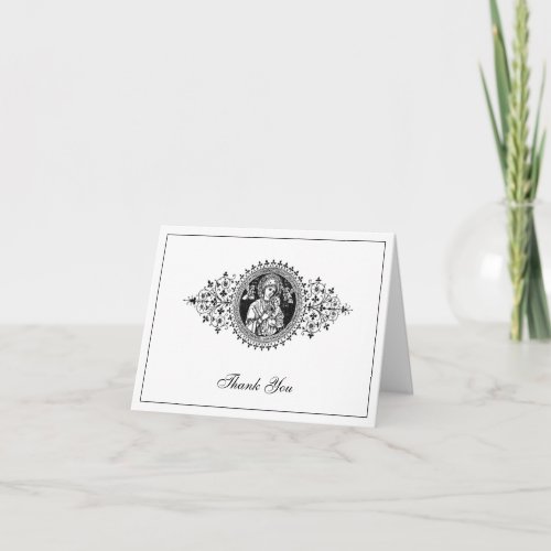 Elegant Wedding Black  White Religious Thank You 