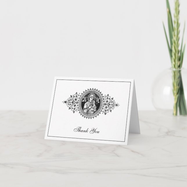 Elegant Wedding Black & White Religious Thank You  (Front)