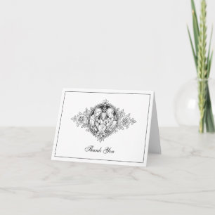 Elegant Wedding Black & White Religious Thank You Card