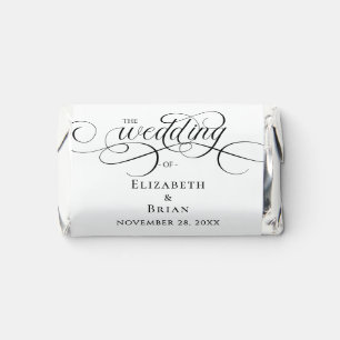 Elegant Wedding Black White Script Hershey's Miniatures