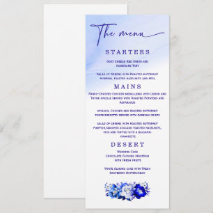 Elegant Wedding Blue and Silver Menu