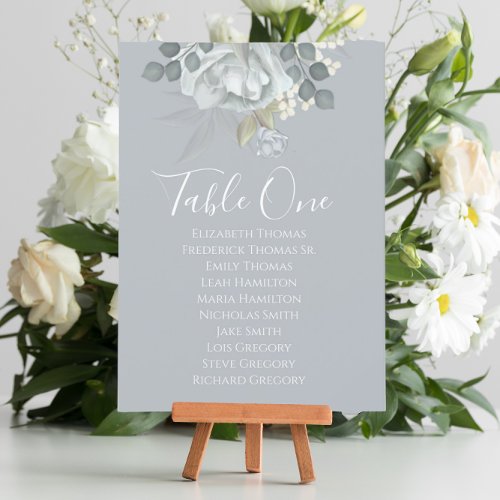 Elegant Wedding Blue Floral Table Number 