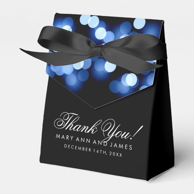 Elegant Wedding Blue Hollywood Glam Favor Boxes (Front Side)