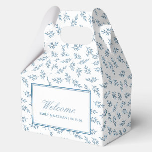 Elegant Wedding Blue Personalized Welcome Guest  Favor Boxes