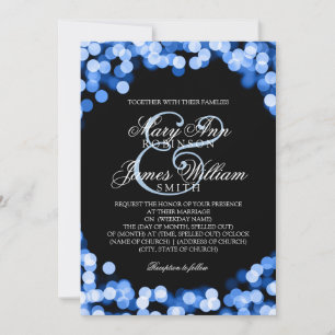 Elegant Wedding Blue Sparkly Lights Invitation