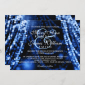 Elegant Wedding Blue String Lights Invitation (Front/Back)