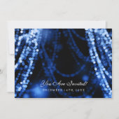 Elegant Wedding Blue String Lights Invitation (Back)