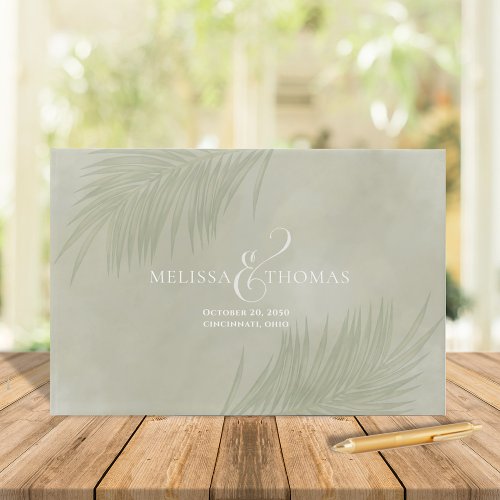Elegant Wedding Boho Minimalist Palm Leaves  Guest Book