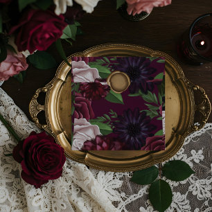 Elegant Wedding Bold Florals Burgundy Faux Seal Envelope