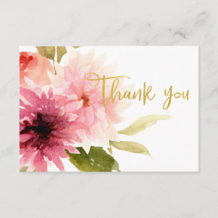 Elegant Wedding Bridal Floral Flat Thank You Card