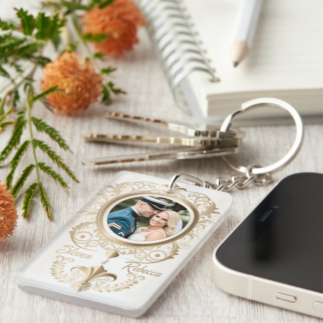 Elegant Wedding Bride and Groom Gift Keychain (Front Right)