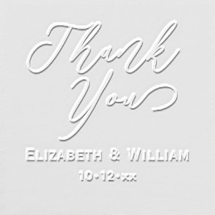 Elegant Wedding Bride Groom Date Thank You #1 Embosser