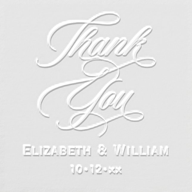 Elegant Wedding Bride Groom Date Thank You #2 Embosser (Design)