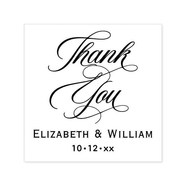 Elegant Wedding Bride Groom Date Thank You #2 Self-inking Stamp (Design)