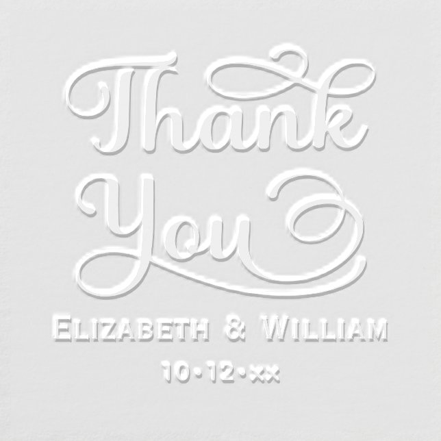 Elegant Wedding Bride Groom Date Thank You #3 Embosser (Design)