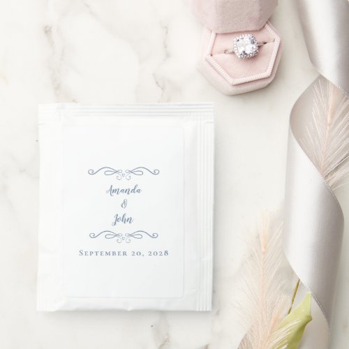 Elegant Wedding Bride Groom Names Date Dusty Blue Tea Bag Drink Mix