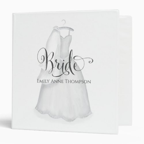 Elegant Wedding Bride Vintage Dress Personalized 3 Ring Binder