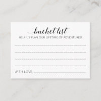 Elegant Wedding Bucket List Advice Cards