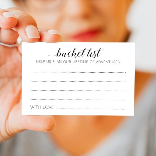Elegant Wedding Bucket List Advice Cards