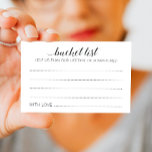 Elegant Wedding Bucket List Advice Cards<br><div class="desc">These charming wedding bucket list cards will be a perfect alternative to a traditional guest book. You'll have all the guests talking about the best ideas for the newlyweds to visit or do. These cards feature the words "bucket list Help us plan a lifetime of adventures" and includes space for...</div>