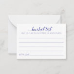 Elegant Wedding Bucket List Navy Blue Advice Cards<br><div class="desc">These charming wedding bucket list cards will be a perfect alternative to a traditional guest book. You'll have all the guests talking about the best ideas for the newlyweds to visit or do. These cards feature the words "bucket list Help us plan a lifetime of adventures" in navy blue, and...</div>